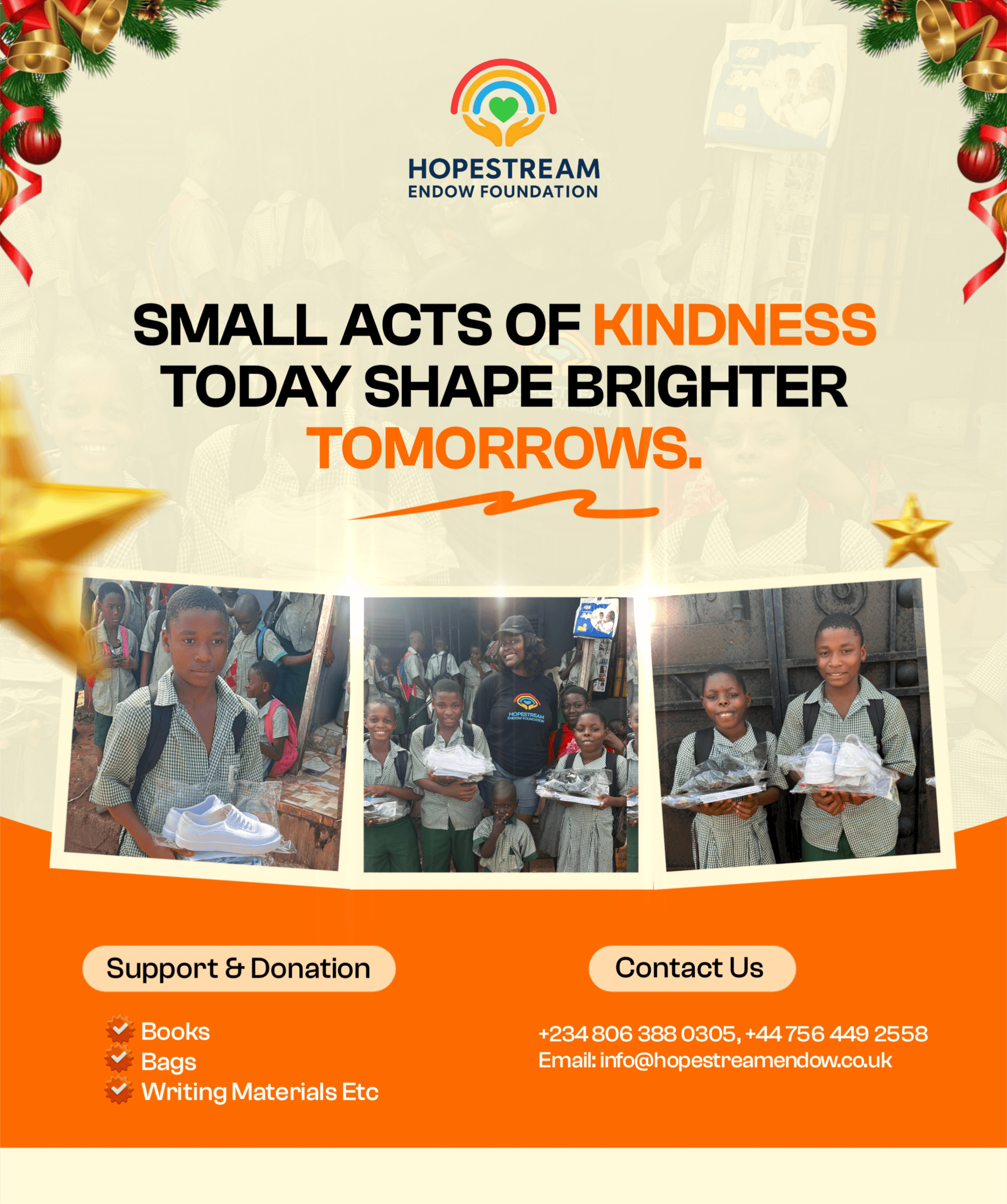 HopeStream Endow Foundation Merry Christmas message thanking sponsors and supporters